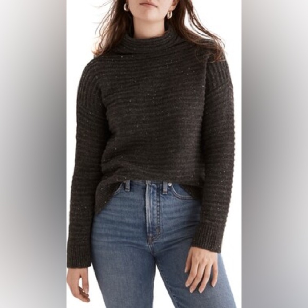Madewell Charcoal Ribbed Turtleneck Sweater